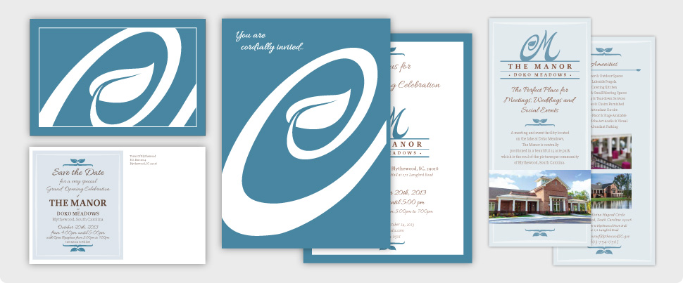 manor - branding and event collateral